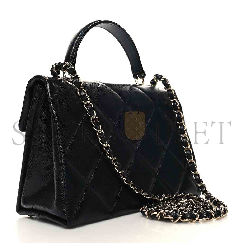 Ch*el master caviar quilted retro twist top handle flap black (21*16*9.5cm)